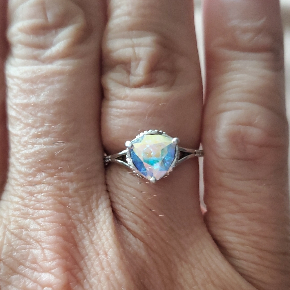 STERLING SWAROVSKI AURORA BOREALIS RING